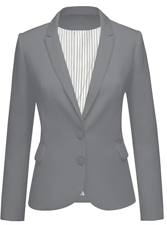 LookbookStore Blazer Jackets for Women Business Blazer for Women Short Blazers Dressy Blazers Suit Jackets Business Casual Gray Size Large Fits Size 12 14