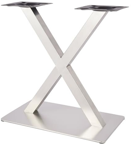 panfudongk Metal Tischbeine Weiß Tischfuß Schreibtischbeine Table Legs X Tischbeine Edelstahl gebürstet Tischkufen Tisch Gestell Doppeltischfuß 700mm Bistrotisch