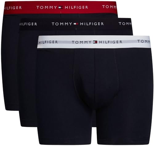 Tommy Hilfiger Herren 3er Pack Boxershorts Briefs aus Baumwolle, Mehrfarbig (Primary Red/White/Desert Sky), M