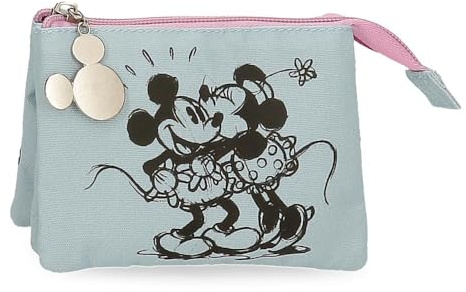Disney Joumma Bags Mickey & Minnie Kisses Trousse Scolaire, Trousse pour Enfant, Organiser et Transporter des Crayons et des stylos., Bleu, Porte-Monnaie