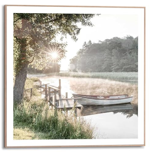 REINDERS Gerahmtes Bild, Rise and Shine, Home Office, Poster, Wanddeko, Room Decor, MDF, Grün, 50 x 50