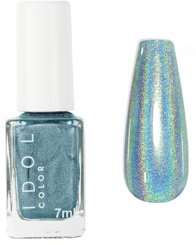 Blue Nail Polish - Shimmer Glitter Holographic Nail Polish - Chrome 60 Second Quick Dry Nail Varnish - Magic Colour Change Iridescent Nail Varnish For DIY Nail Art