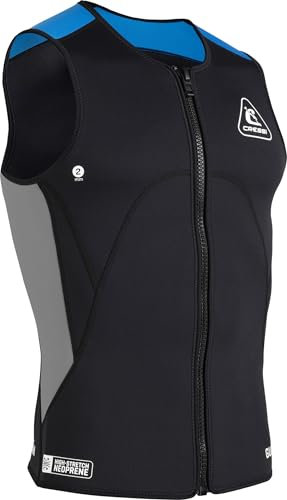 CRESSI Men's Guardian Neoprenanzug Neoprene Zipper Vest 2mm Doppelt Gefütterte Neoprenweste für Tauchen mit Reißverschluss, Schwarz/Blau, 2XL/6