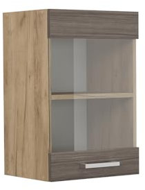 Vicco Küchenglashängeschrank R-Line, Glashängeschrank, Edelgrau, 40 cm