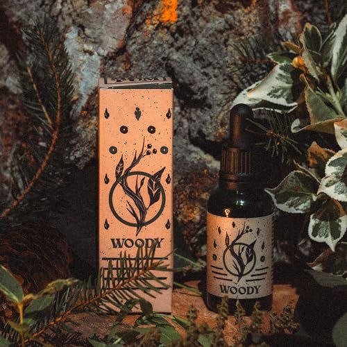 By Elementum Woody Bartöl natürliche Pflege für Bart und Haut nährende Mischung aus 6 Pflanzenölen mit edlem Holz und Irisduft 30 ml