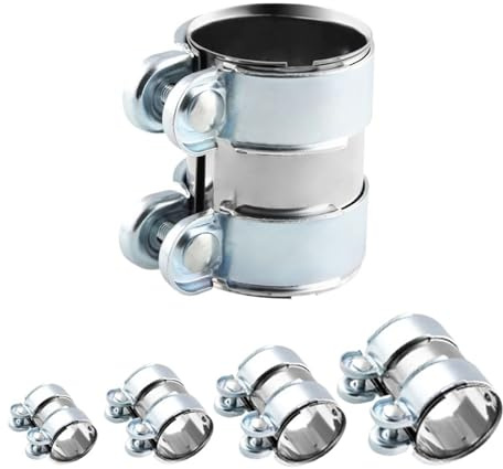 Exhaust Clamp Stainless Steel 45mm 50mm 55mm 60mm 65mm 70mm 76mm Exhaust Tube Pipe Connector Joiner Sleeve Clamp Adjustable Tip(60mm(2.36 in))