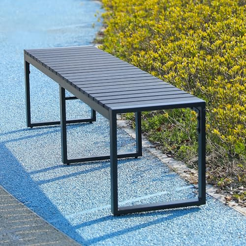 Mingone Gartenbank wetterfest, 3-Sitzer Sitzbank ohne Rückenlehne Holzbank bis 250 kg Balkonbank, Bank für Garten, Balkon, Terrasse,180x40x45cm