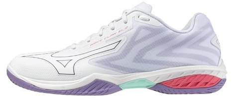 Mizuno Unisex Adults' Wave Claw EL 2 Badminton Shoes, White x Purple x Pink, 29.0 cm 2E