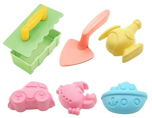 Wezalget 6 Pieces Kids Beach Toys, Sand Mold and Shovel Set, Sand Brick Maker, Snow Brick Maker for Building Summer Seaside Toy