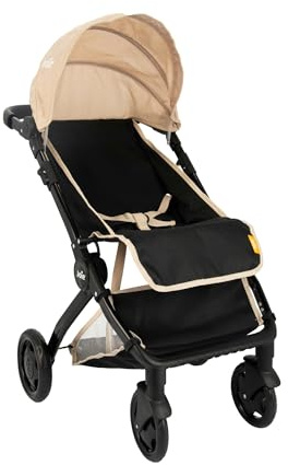 Joie Junior Pact Dolls Pram | Stone & Black Childrens Toy Pram, Compact Fold-Over Design with Carry Handle dolls Pushchair, Adjustable Handle Height, Soft Foam Grips, Under Seat Storage | 3+