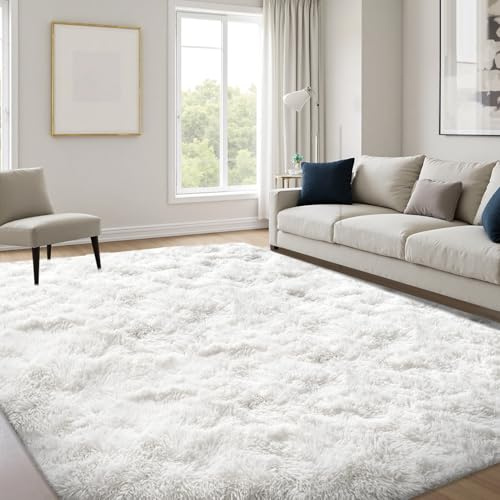 JOYARR Alfombra Salón Pelo Largo, Suave, Antideslizante, Moderna, Dormitorio, Oficina, Niños, Crema, 120x170 cm
