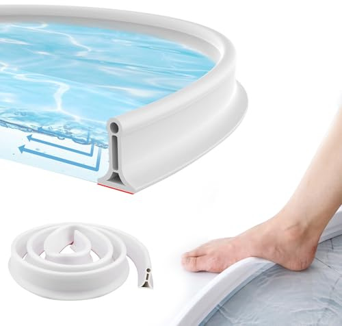 Zyiphor 2M Seuil de Douche Barrage d'eau, Caoutchouc Joint Porte Douche, Autocollant Seuil Anti Débordement Douche, Résistant Aux Moisissures pour Douche sans Cadre et Cuisine, Blanc