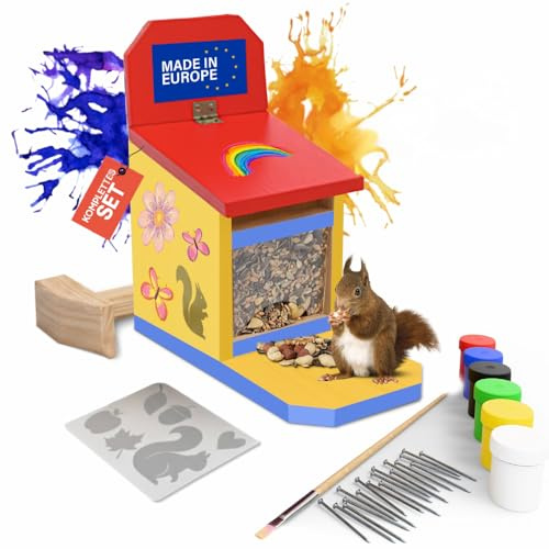 Eli® Eichhörnchen Futterhaus Bausatz für Kinder aus Kiefernholz Set DIY