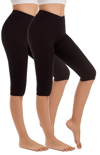 Vinconie Short Leggings Donna Cottone Capri Leggings Taglie Forti 3/4 Leggings