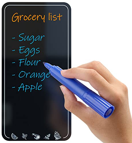 Liste De Courses Magnetique Frigo - Tableau Magnetique Noir Effacable 22x11 CM Liste Courses Magnétique Frigo Tableau Cuisine - Planning Frigo Magnetique Tableau Organisateur Tableaux Mémo