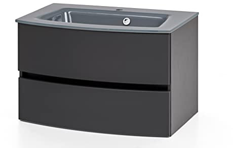 Waschtisch Kornel 80 cm mit Waschbecken grau – Graphitgrau