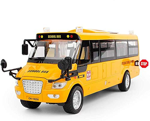 9 Yellow Bus Model for Teaching Supplies，Large Pull Back Alloy Diecast Metal Bus Model with Openable Doors and Get on/Off Sound for Gift,Cake Topper,Home Decor