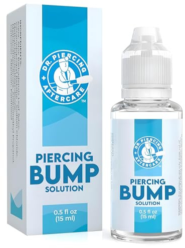 Dr. Piercing Aftercare Keloid Bump Solution Drops 15mL - Gentle Saline Formula with Provitamin B5 for Bump Care - Nose Ear Belly Lip Aftercare Cleaner