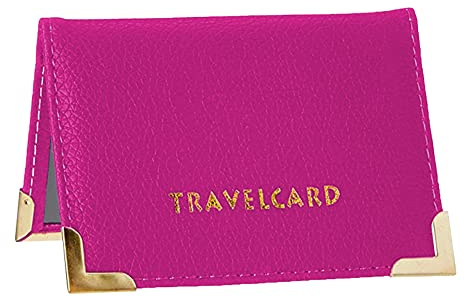 ONE BEST DEAL Soft Leather Travel Card Oyster Bus Pass Credit Card ID Rail Card Wallet Cover Case Holder Yellow Black Blue Green Red (Hot Pink), 10.5 cm x 8 cm