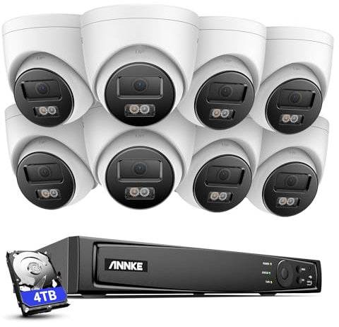 ANNKE H800 - Kit de cámara de vigilancia PoE 4K 16CH con 8 x 8MP Cámara de seguridad IP, IP67 impermeable, 3 TB HDD NVR para grabación 24/7, H.265+, RJ45, EXIR 2.0 Visión Nocturna 30m