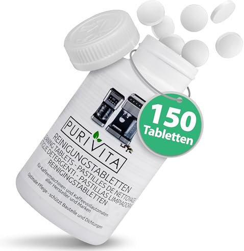 PURIVITA® Universel Pastille Pour Machine a Cafe [150 CAPS] - Capsule Pour Toutes les Marques Jura, Krups & Co - Cleaning Tablets - Pastille Nettoyage Machine a Cafe - Pastilles Cleanse