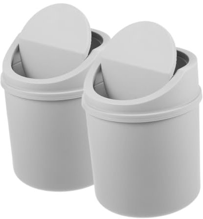 2 Pezzi Mini Pattumiera Da Scrivania Con Coperchio Per Ufficio E Casa - Cestino Per Rifiuti Grigio Contenitore Versatile Per Piccoli Rifiuti E Cancelleria