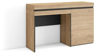 Skraut Home | Schminktisch | Frisiertisch mit Stauraum | 121x75x35 cm | mit Schublade | Schlafzimmer | Moderner Stil | Eiche
