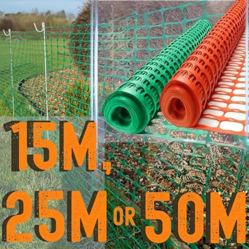Smith & Barker ECONOMY 80gsm Temporary Barrier Mesh15M 25M 50M Green & Orange Fence Mesh Outdoor Garden Plastic Netting Mesh Fence (25m, Orange)