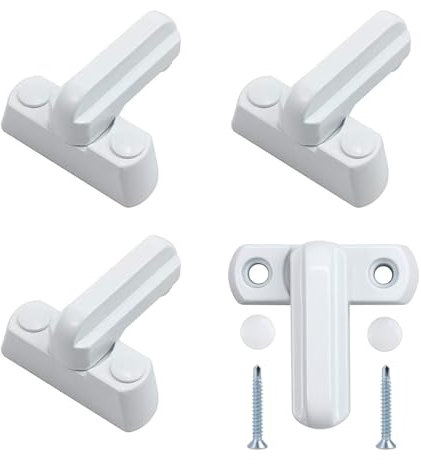 4 PCS Fenstersicherung, Fensterriegel, Weiß, Fenstersicherung- Schwenkriegel Mit Befestigungsschrauben, Einbruchschutz Kindersicherung Fenster für UPVC PVC Fenster Fenster Und Tür