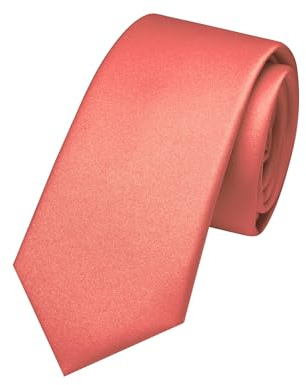 JEMYGINS 2.4 Coral Pink Skinny Slim Tie Mens Necktie for Wedding Party(5)