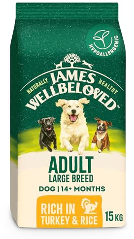 James Wellbeloved Dog Adult Hypoallergenic Dry Food Large Breed Turkey and Rice 15 kg