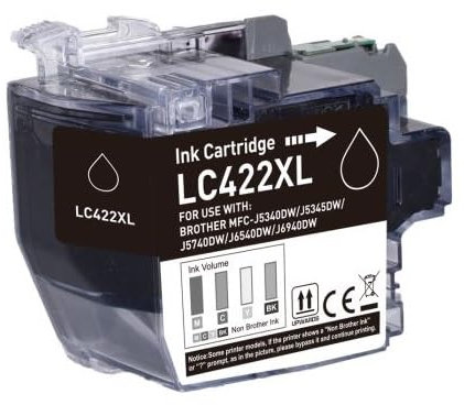 Inkpro Druckerpatrone kompatibel mit Brother LC-422 XL BK schwarz für MFC-J5340, MFC-J5345, MFC-J5740, MFC-J6540, MFC-J6590, MFC-J6940 mit neuen Chips mit Füllstandsanzeige