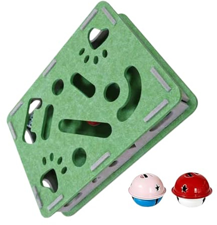 Renchey Boîte De Limes À Griffes pour Chat Enrichissante - Labyrinthe Silencieux Griffoir - avec 2 Balles Grelots, Puzzle Feutre, Lime Griffes et Griffoir d'Enrichissement,pour et Chat de Toutes