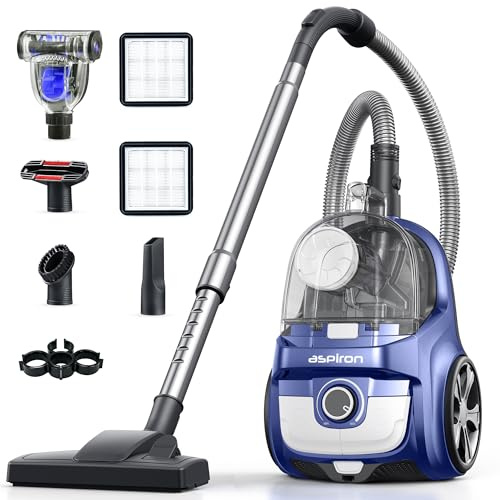 Aspiron Canister Vacuum, Upgraded 1600W Bagless Canister Vacuum Cleaner