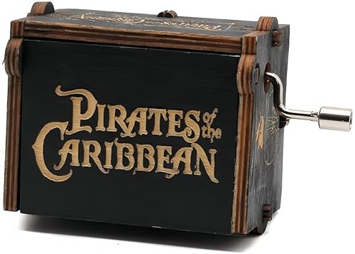 Biscount New Music Box Pirates of The Caribbean Wooden Hand Crank Musical Box Crafts Gifts for Birthday/Christmas/Valentine's Day
