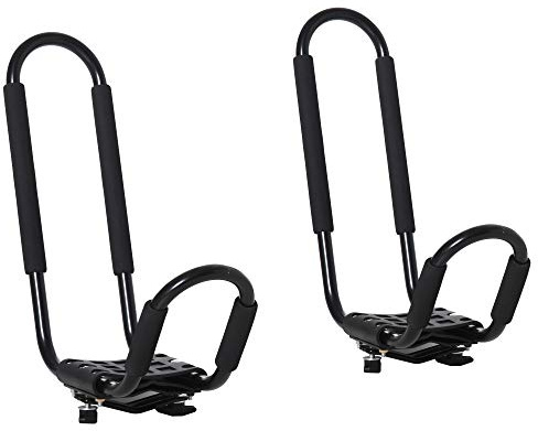 HOMCOM Set 2 Staffe Porta Kayak con Attacco Universale per Portapacchi Adatte per Canoe e Paddleboard, Nero, 46x16.5x47cm