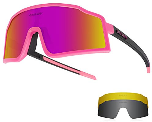 Queshark Radfahren Sonnenbrillen Fahrradbrillen Für Männer Frauen 1 Polarisierte 2 HD Linse Anti UVA UVB Für MTB Rennrad Laufen Angeln Wandern