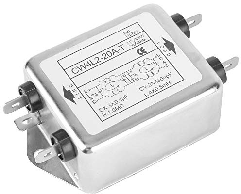 Uadme EMI-Leistungsfilter, 115 V/250 V 20 A 50/60 Hz CW4L2-20A-T Power EMI Filter Netzfilter, Entstörfilter für die Meisten Digitalen Geräte, Dual Mode Unterdrückung