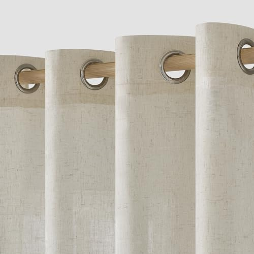 MIULEE Tende per Interni Tenda Camera da Letto Soggiorno Lino Finestre Con Occhielli Tenda a Pannello Traslucido Adatte Moderne Trasparente Tende Cucina Bianca 140 x 260 CM