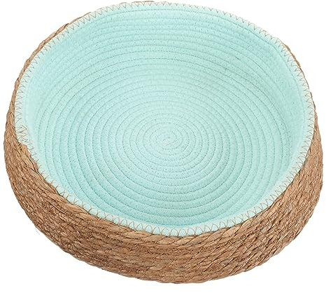 FRCOLOR Woven Wicker Round Natural Grass and Rattan Sleeping Nest for Cats and Dogs Breathable and Design Cozy Sleeping Mat for Home Use