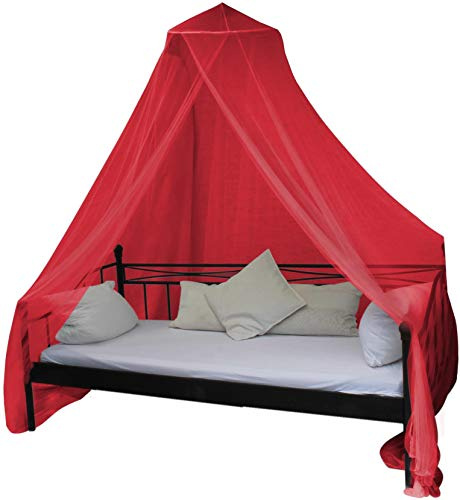 normani Mobiles Moskitonetz - Insektenschutz für In- und Outdoor - für Einzel- und Doppelbetten Farbe Rot