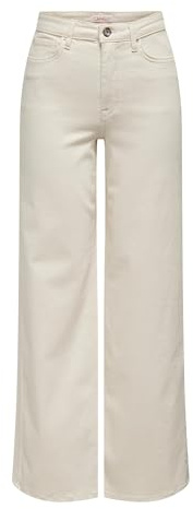 ONLY Jean à Jambe Large ONLMADISON Taille Haute Wide Leg Fit Jeans Ecru XL 32 Ecru XL / L32