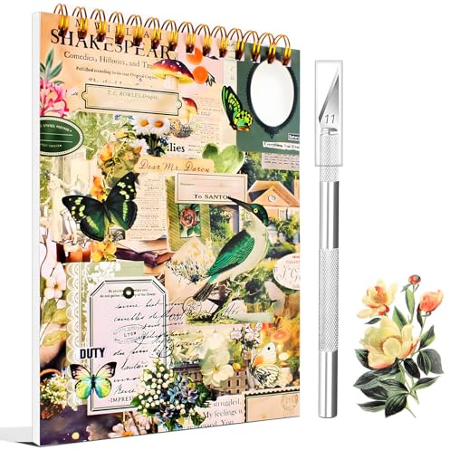 1000+ Piezas/50 Hojas Pegatinas Scrapbooking Pegatinas Aesthetic Scrapbook Stickers Stickers Bullet Journal Scrapbooking Materiales para Álbumes de Recortes, Álbum de fotos, Cuaderno Diario(Verde)