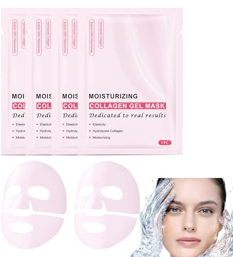 MINGRUO Masque gelée de collagène rose, Masque Bio Collagene Visage, Pink Collagen Jelly Gel Mask, Masque pour le Visage au Collagène, Masque de Nuit Collagène, Masque Collagene Visage