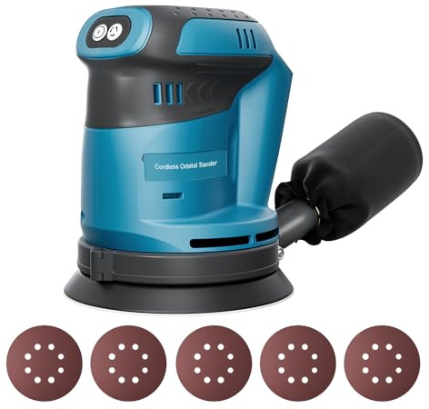 Cordless Orbital Sander for makita 18V Battery (Tool only) Brushless RandomOrbital with 10 Sandpapers 360° Rotating Sanding, for Sanding, Polishing, Metal, Wood