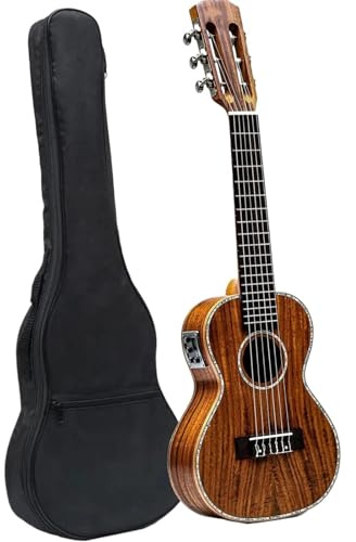 Professional Uke 28 Inch Acoustic 6 Strings Electric Guitar Ukulele Mini Travel Guitarlele KOA Wood Ukelele With Gig Bag