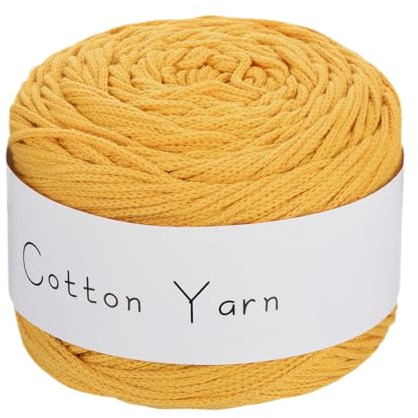 sourcing map 1 Skein Cotton Yarn, 100% Cotton Chunky Yarn for Hand Knitting, Blanket Yarn for Crocheting Each of 100g/3.53oz(Per Skein 150m/164 Yard)/Light Yellow