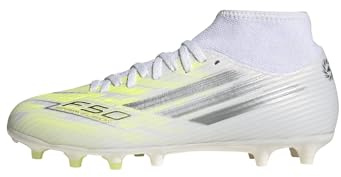 adidas Women's F50 Sparkfusion Club Firm Ground/Artificial Ground, White/Iron Metallic/Yellow, 7