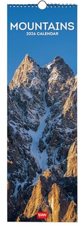 Legami - Calendrier Mural 2026, Mountains, Petit Calendrier Mural, 12 Mois et Planificateur D'année, En 6 Langues, Espace pour Notes, Signes du Zodiaque, Jours Fériés Internationaux, 16 X 49 Cm