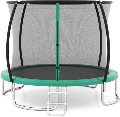 GYMAX Kinder Trampolin, Gartentrampolin mit Federn & Stahlrahmen, Fitness-Trampolin mit Sicherheitsnetz & Leiter, Indoor & Outdoor Playset für Kinder ab 3 Jahre